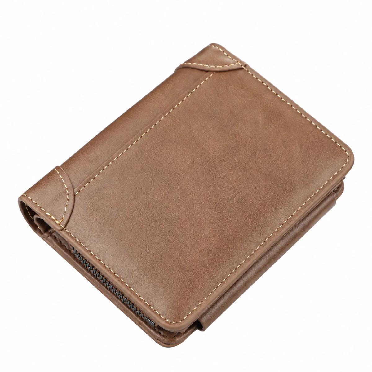 Portefeuille homme à fermoir marron, vue extérieure