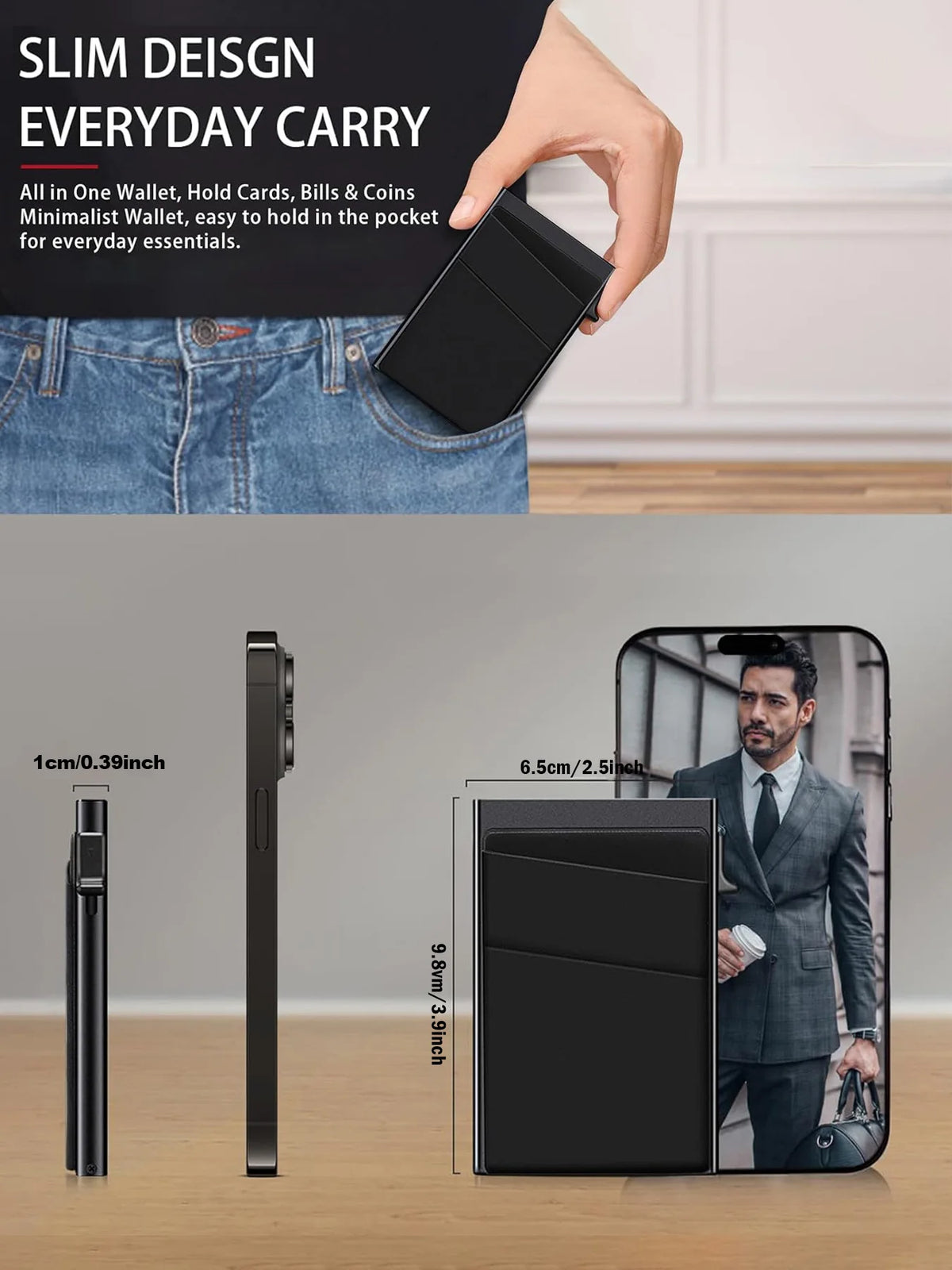 Porte-cartes aluminium à poche