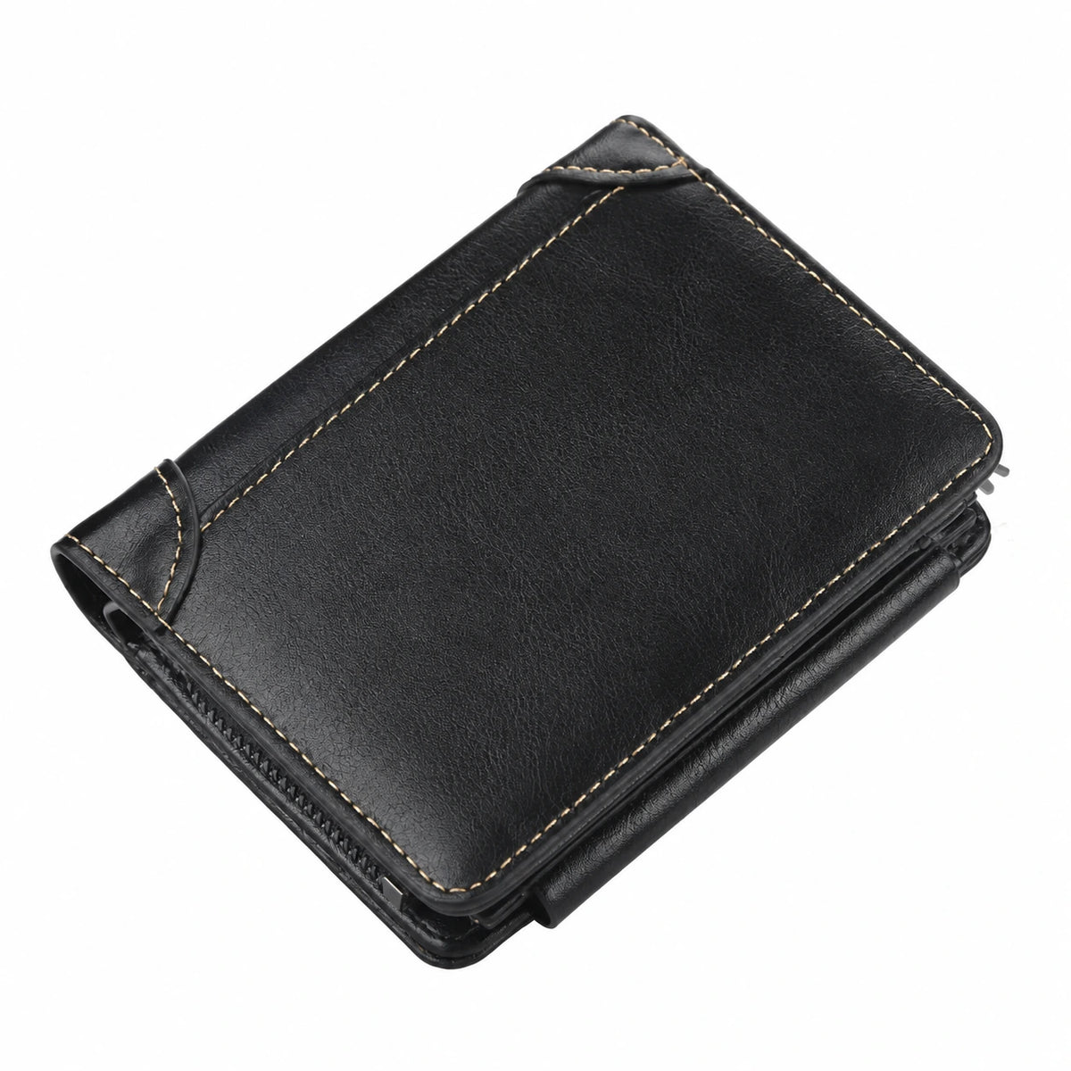 Portefeuille homme à fermoir noir, vue extérieure